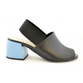 Premium buty damskie skórzane licowe na niebieskim obcasie GIULIANO G-2007