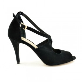 Sandały damskie ze z naturalnej czarnje skóry zamszowej 1739 115