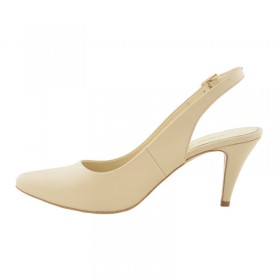 Sandały skórzane na średnim obcasie z odkrytą piętą 1705 beż