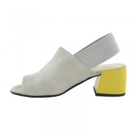 Premium buty damskie zamszowe szare na zółtym obcasie GIULIANO G-2007