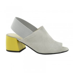 Premium buty damskie zamszowe szare na zółtym obcasie GIULIANO G-2007