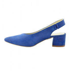 Sandały na niskim obcasie z odkrytą pięta 1639 zamsz w niebieskim odcieniu