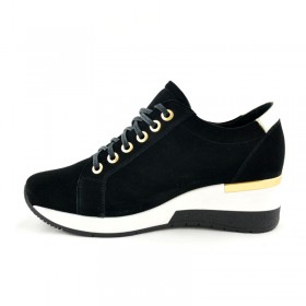Damskie sznurowane sneakersy na platformie 1958 115 czarny złoto
