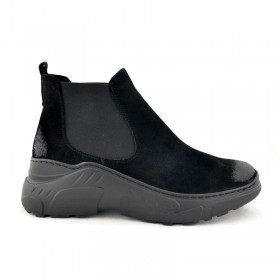 Botki czarne wsuwane z gumka na grubej podeszwie 5094 938