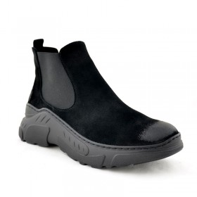 Botki czarne wsuwane z gumka na grubej podeszwie 5094 938