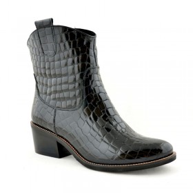 Botek czarny w lakierowanej skórze typu krokodyl