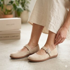 Baleriny barefoot zamszowe w odcieniu beżu
