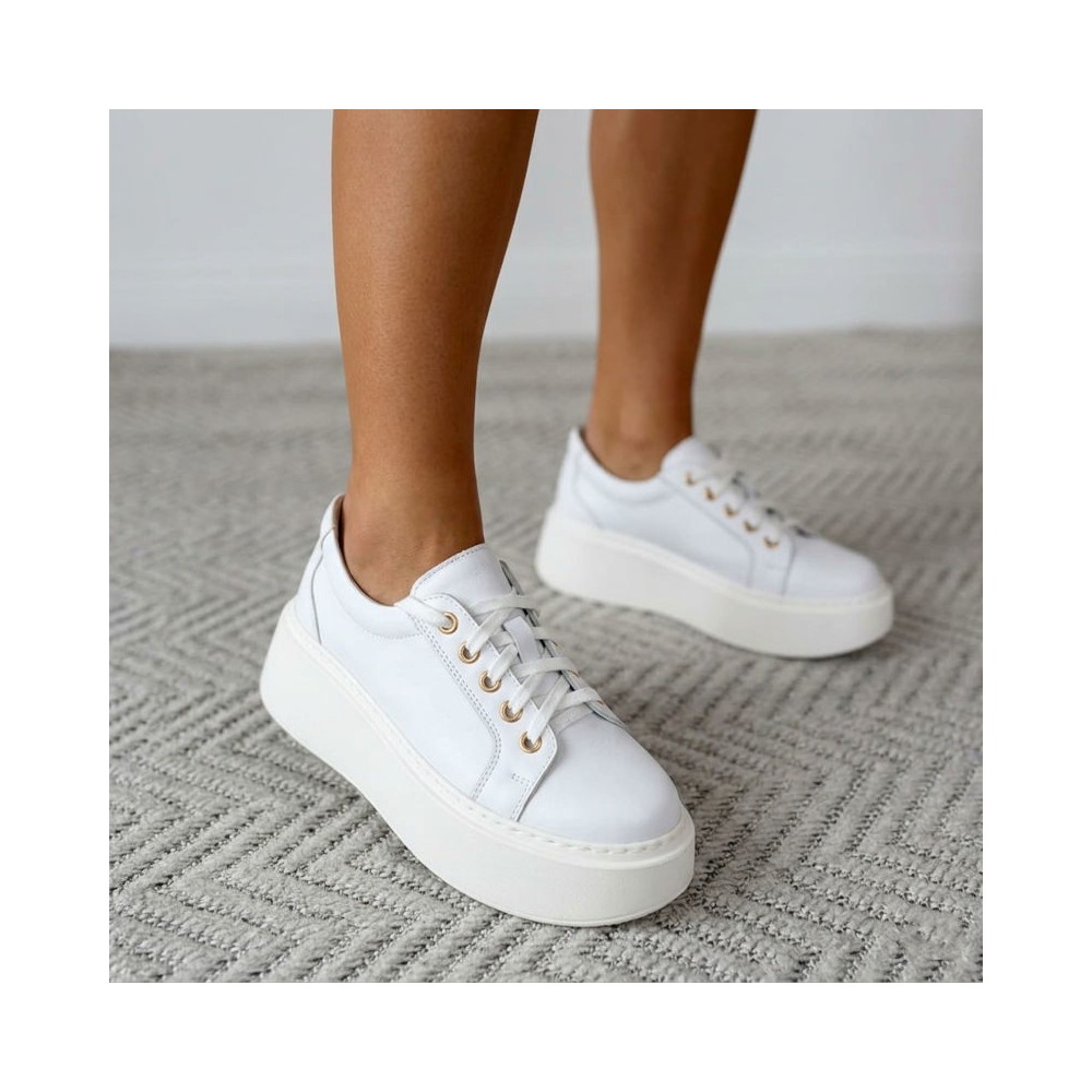 Sneakersy na platformie białe | eska-buty.pl