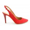 Sandały damskie zamszowe czerwone na szpilce z otwartą piętą 1462 115 czerwony